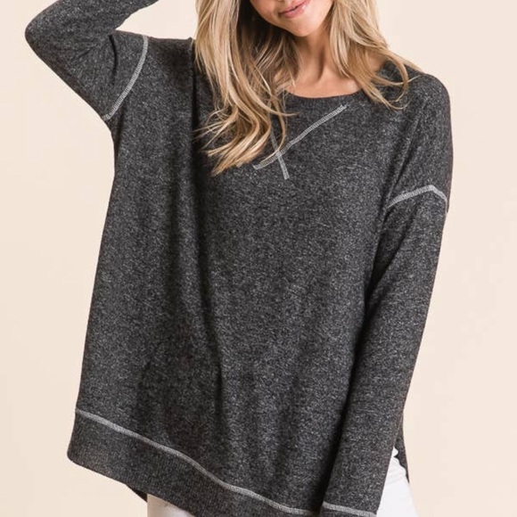 Charcoal grey long sleeve top - Picture 4 of 4